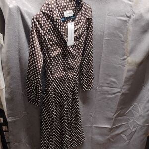 Chic Brown Polka Dot Long Sleeve Dress